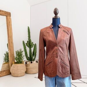 Coldwater Creek 4 Snap Button Close 100% Leather Jacket